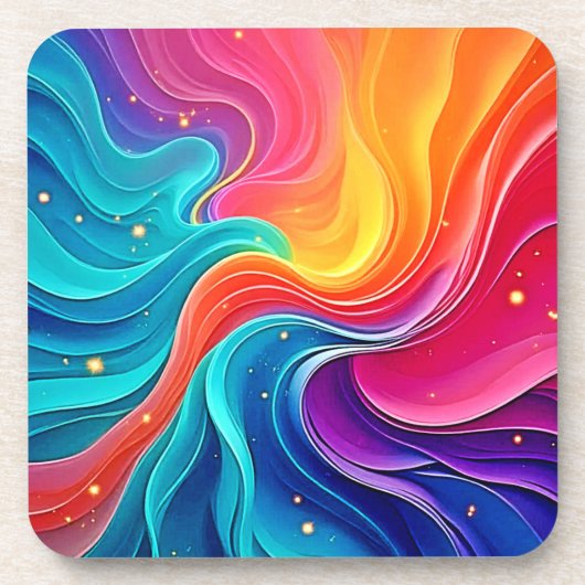 Dessous-de-verre Rainbow Energy Swirl: Vibrant Flow Art (Devant)