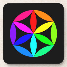 Rainbow Kaleidoscope Hard Plastic Coaster