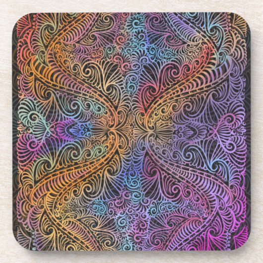 Dessous-de-verre Rainbow Kaleidoscope Mandala (Devant)
