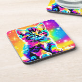 Dessous-de-verre Rainbow Kitten Portrait (Côté gauche)