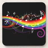 Dessous-de-verre Rainbow White Music Notes sur Black (Devant)