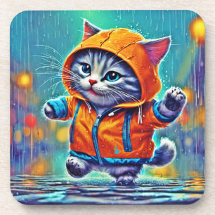 Dessous-de-verre Rainy Day Cat Dance