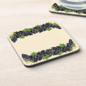 Dessous-de-verre Raisins bleu violet avec Feuilles verts sur beige (Côté gauche)