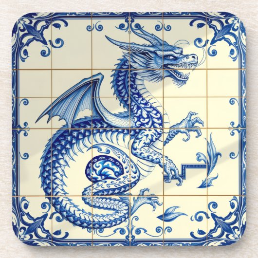 Dessous-de-verre rampe de serpent dragon saphir (Devant)