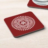 Dessous-de-verre Rangoli festif rouge et blanc (Côté gauche)
