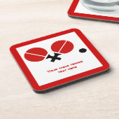 Dessous-de-verre Raquettes de ping-pong de table et boule noir, rou (Côté gauche)