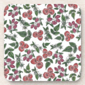 Dessous-de-verre Raspberry Fruit Leaves Illustration Pattern (Devant)
