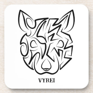 Dessous-de-verre Rat tribal noir et blanc