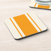 Dessous de verre rayé côtier - Orange et crème (Côté gauche)