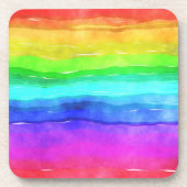 Dessous-de-verre Rayures arc-en-ciel à l'aquarelle (Devant)