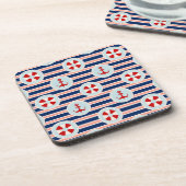 Dessous-de-verre Rayures et motif de points nautiques (Côté gauche)