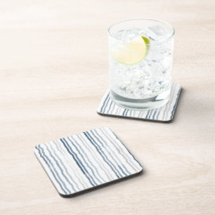 Dessous-de-verre Rayures fines aquarelles, bleu ardoise, gris, blan