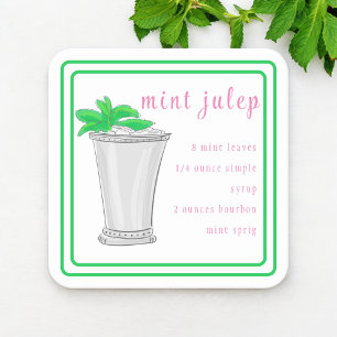 Dessous-de-verre Recette de Bar Mint Julep de Derby Bordure Verte