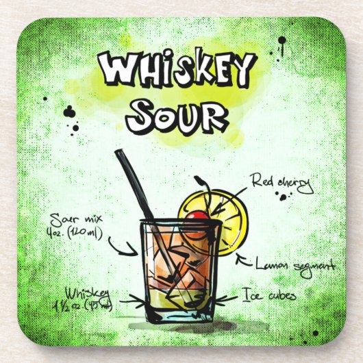 Dessous-de-verre Recette Whiskey Sour Drink (Devant)