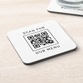Dessous-de-verre Rechercher notre menu Code QR personnalisé et logo (Côté gauche)