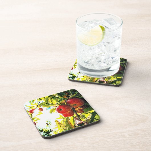 Dessous-de-verre "Red Apples Tree On Sunny Day" Photo Mignonne. Com (Côté Droit)