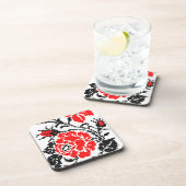 Dessous-de-verre Red & Black Rose cross-stitch Russian Pattern (Côté Droit)