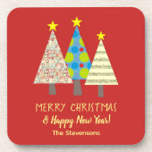 Dessous-de-verre Red Christmas Tree Personalized (Devant)