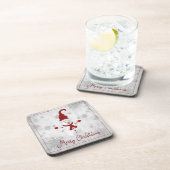 Dessous-de-verre Red Cute Snowman Beverage Coaster (Côté Droit)