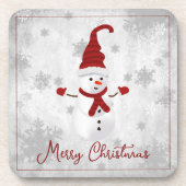 Dessous-de-verre Red Cute Snowman Beverage Coaster (Devant)