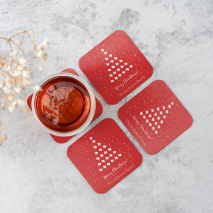 Dessous-de-verre Red Elegant Texas Christmas Tree Beverage Coaster