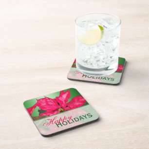 Dessous-de-verre Red Green Poinsettia Coaster Set (6)
