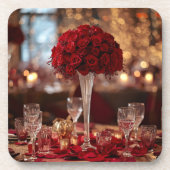 Dessous-de-verre Red Rose Valentine Romantic Aesthetic Coaster Set (Devant)
