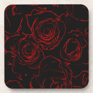 Dessous-de-verre Red Roses Arrière - plan noir