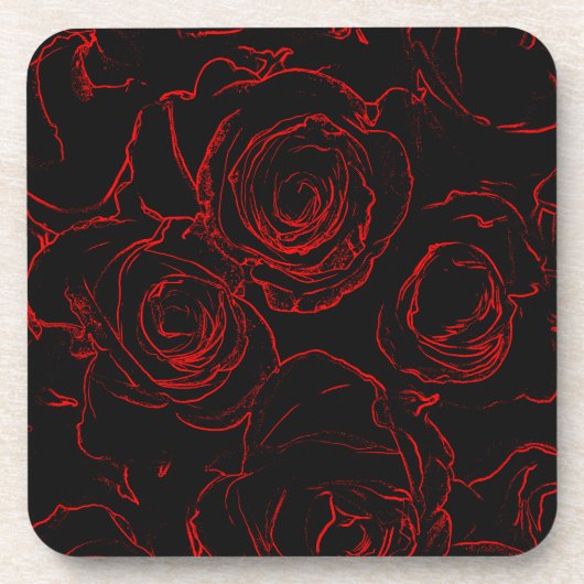 Dessous-de-verre Red Roses Arrière - plan noir (Devant)