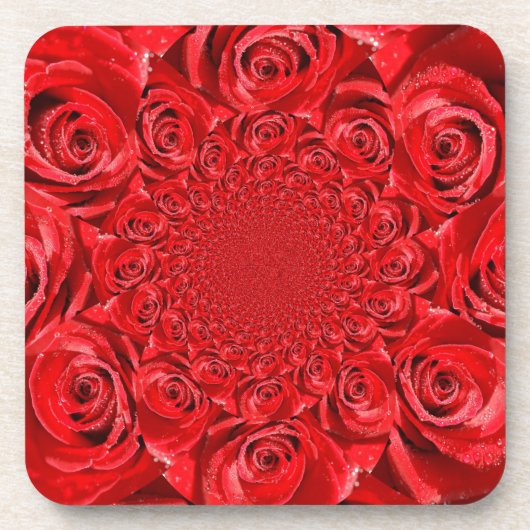 Dessous-de-verre Red Roses Kaleidoscope : Art Heureuse Sainte-Valen (Devant)