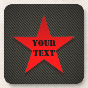 Dessous-de-verre Red Star sur fibre de carbone noire