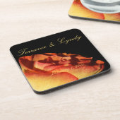 Dessous-de-verre Red Tipped Yellow Rose Personal Wedding (Côté gauche)