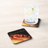 Dessous-de-verre Red Tipped Yellow Rose Personal Wedding (Côté Droit)