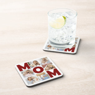 Dessous-de-verre Red & White 6 Photo Collage Maman