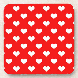 Dessous-de-verre Red White Love Heart Motif Design