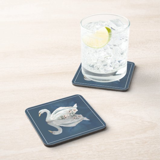 Dessous-de-verre Réflexion florale en bleu cygne (Côté Droit)