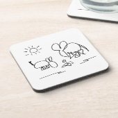 Dessous-de-verre regard d'âne et d'éléphant à une fleur (Côté gauche)