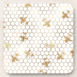 Dessous-de-verre Reine des abeilles et peigne sur blanc