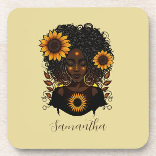 Dessous-de-verre Reine des tournesols Afro femme
