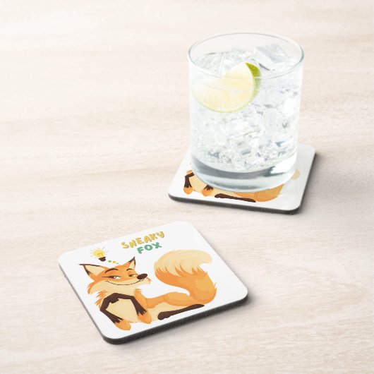 Dessous-de-verre Renard caricatural et longue queue buissonneuse (Côté Droit)