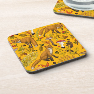 Dessous-de-verre Renard d'automne sur orange