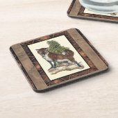 Dessous-de-verre Renard rustique sur un tronc d'arbre (Côté gauche)