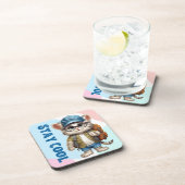 Dessous-de-verre Restez Cool Chat Portant Des Lunettes Casquette Re (Côté Droit)