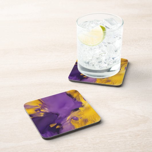 Dessous-de-verre Résumé abstrait violet et or (Côté Droit)