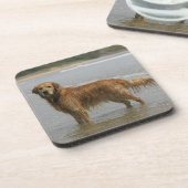 Dessous-de-verre Retreiver d'or en mer (Côté gauche)