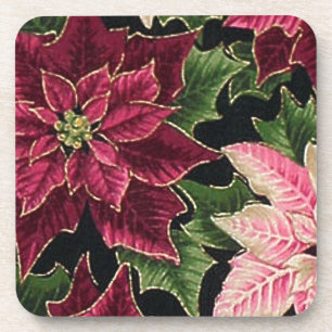 Dessous-de-verre Rétro 50s Poinsettia Bordeaux Rose