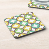 Dessous-de-verre Retro Diamond dans Circle Pattern Blue Green Gold (Côté gauche)