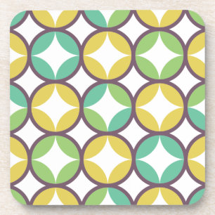 Dessous-de-verre Retro Diamond dans Circle Pattern Blue Green Gold