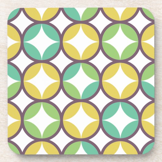 Dessous-de-verre Retro Diamond dans Circle Pattern Blue Green Gold (Devant)