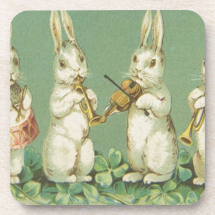 Dessous-de-verre Rétro orchestre vintage de lapins de lapin de